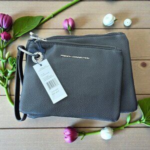 NWT - French Connection LARA Pebble Double Slim Pouches Wristlet
